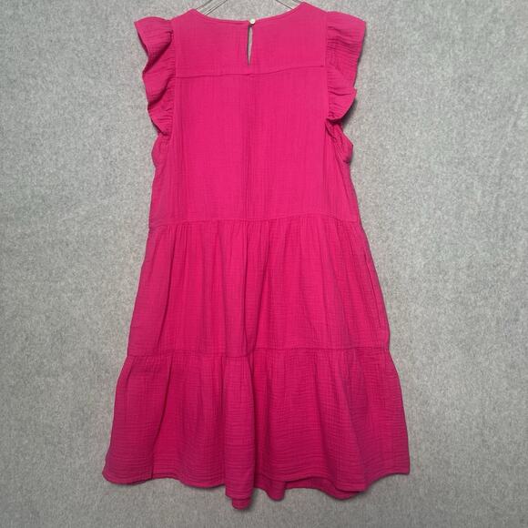 J Crew pink Preppy tiered babydoll ruffeled cap sleeve dress NEW Size 4 - Picture 2 of 8